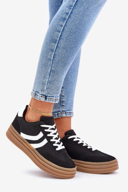 Stylowe Sneakersy Na Platformie Czarne Doriwa