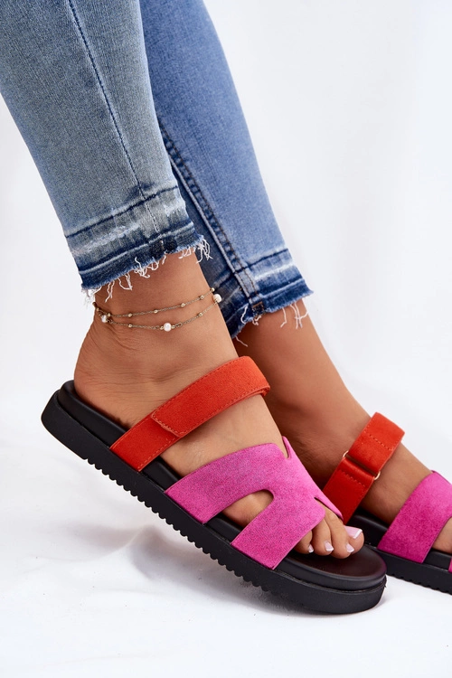 Klapki Damskie Z Rzepem Vinceza 17401 Fuksja