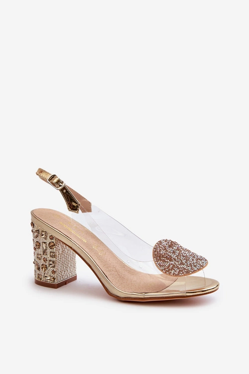 Sandały Transparentne Na Słupku Złote D&A MR38-812