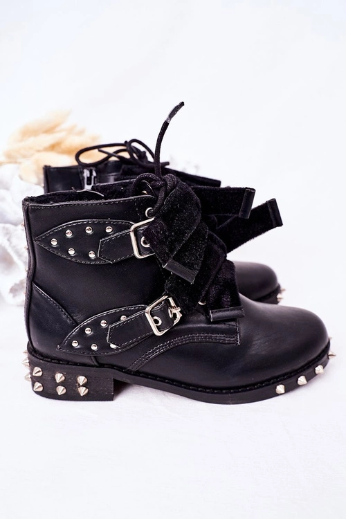 Dziecięce Ocieplane Botki Z Ćwiekami Lu Boo Czarne