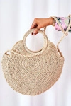 Pleciona Okrągła Torebka Boho BRUNO ROSSI Beżowa