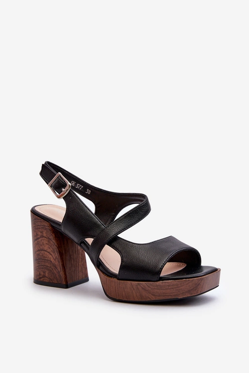 Sandały Damskie Na Słupku Sergio Leone SK577 Czarne