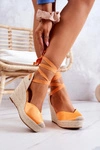 Espadryle Sandały Na Koturnie Pomarańczowe Terrific 