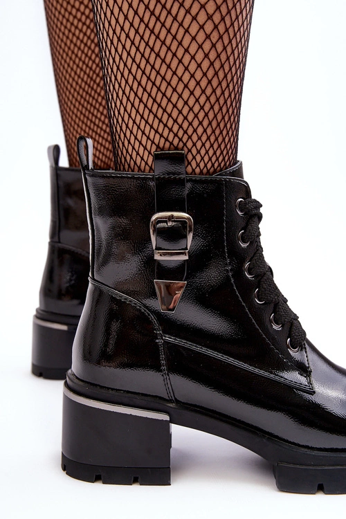 Damskie Lakierowane Botki D&A MR870-97 Czarne