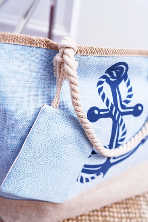 Plażowa Duża Torebka Niebieska Torba Damska