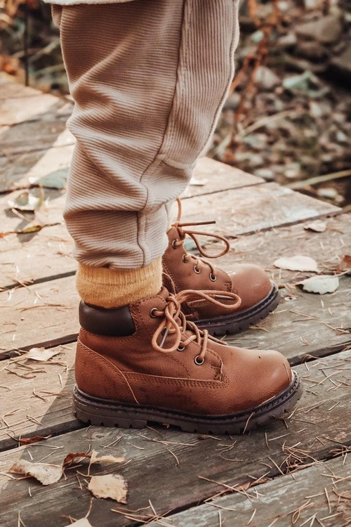 Dziecięce chłopięce trapery botki brązowe Moa