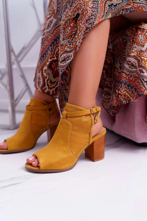 Sandały Damskie Zamszowe Żółte Thido