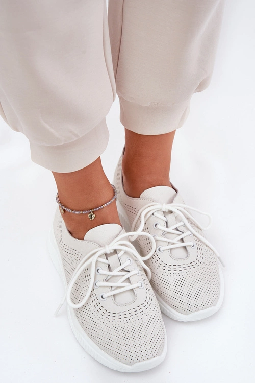 Skórzane Buty Sportowe Damskie Vinceza 41472 Białe