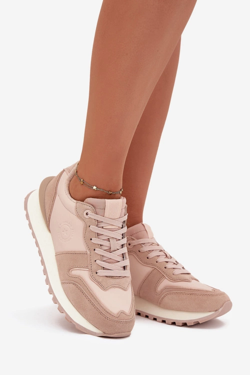 Skórzane Sneakersy Damskie Big Star OO274521 HI-POLY SYSTEM Nude