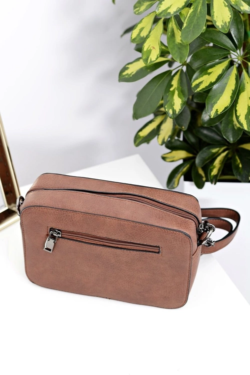 Damska Torebka Brązowa Listonoszka z Ćwiekami