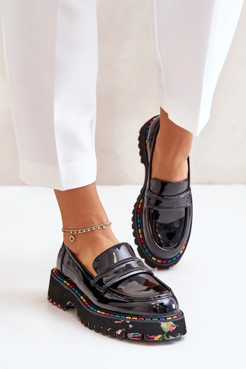 Masywne Mokasyny Damskie Lakierowane Artiker 55C0489 Czarne