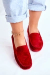 Mokasyny Damskie Skóra Zamsz Czerwone Papito