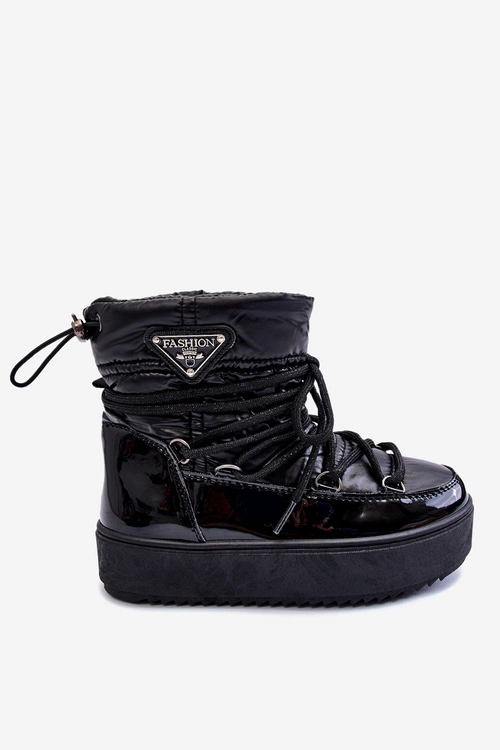 Dziecięce Śniegowce Ocieplane Sznurowane Czarne Colina