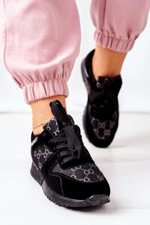 Sportowe Buty Sneakersy Czarno-Srebrne Aruba