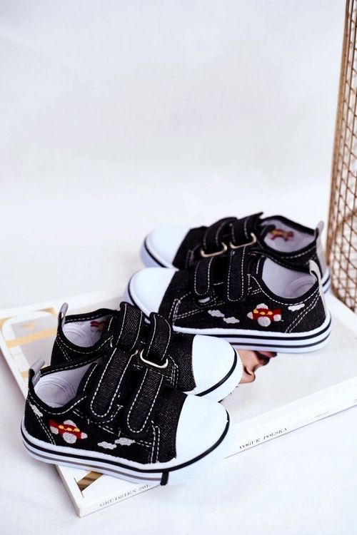 Tenisówki Dziecięce na Rzepy Czarne Nimalo