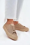 Wzorzyste Trampki Damskie Na Platformie Z Plecionką Lee Cooper LCW-25-08-3646L Khaki
