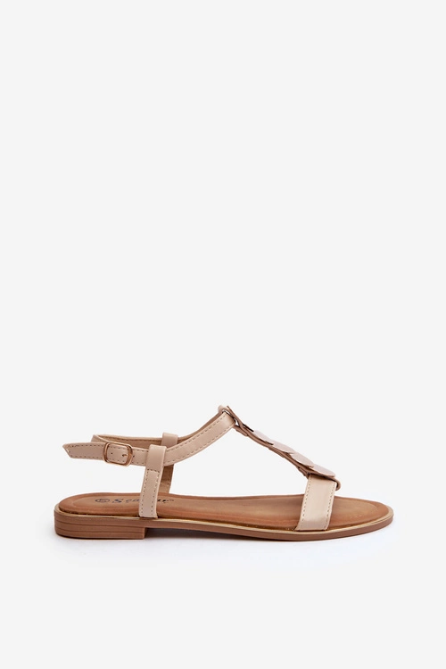 Płaskie Sandały Damskie Z Eko Skóry Beżowe Jeritellia