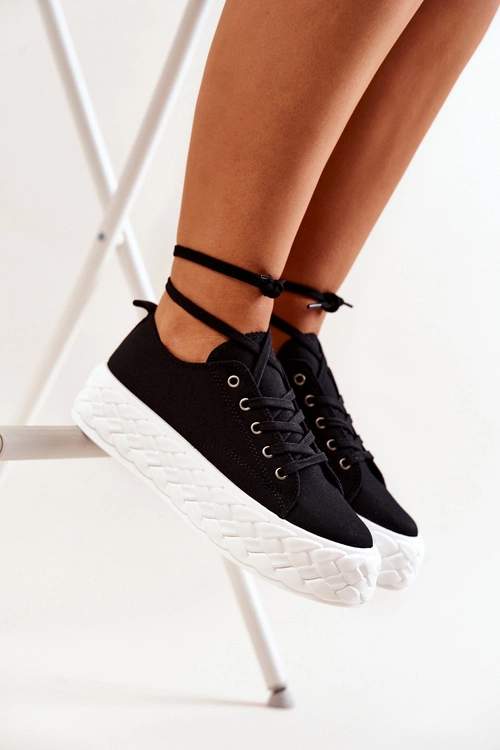 Tenisówki Na Masywnej Platformie Czarno-Białe Suzane