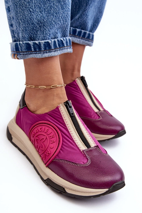 Skórzane Damskie Buty Sportowe Maciejka 06296-15 Fuksja