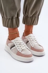 Sneakersy Skórzane Damskie D&A LR110 Biało-Różowe