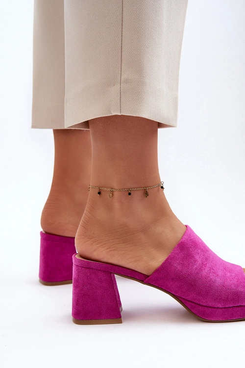 Damskie Klapki Na Obcasie Fuksja Bralya