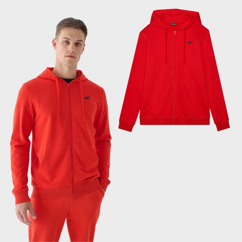 Męska Bluza Dresowa Na Zamek Z Kapturem 4FWMM00TSWSM1466-60S Czerwona