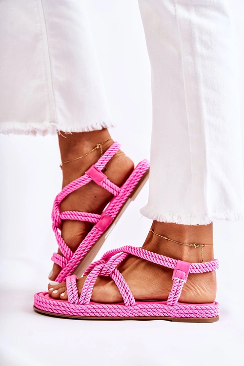 Damskie Modne Sandały Plecione Fuksja Amparo