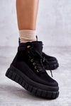 Wygodne Botki Na Platformie Czarne Sanchio