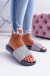 Klapki Damskie Big Star Brokatowe Szare AA274A162