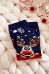 Dziecięce Skarpetki "Merry Christmas" Renifer Granatowo-Czerwone