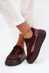 Sneakersy Damskie Z Naturalnego Zamszu Na Platformie Zazoo N1265S3 Czekoladowe
