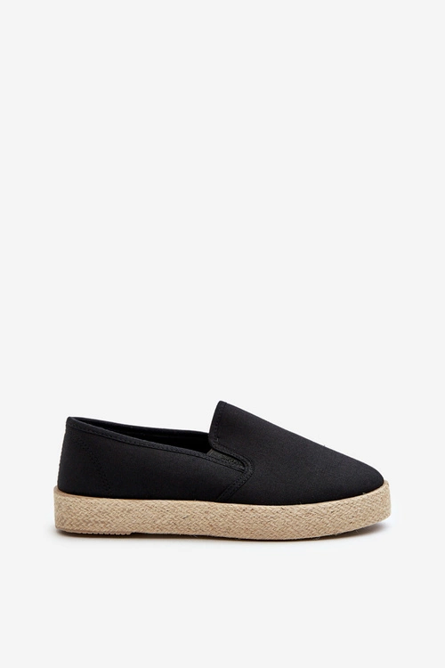 Espadryle Damskie Na Platformie Czarne Naloenma