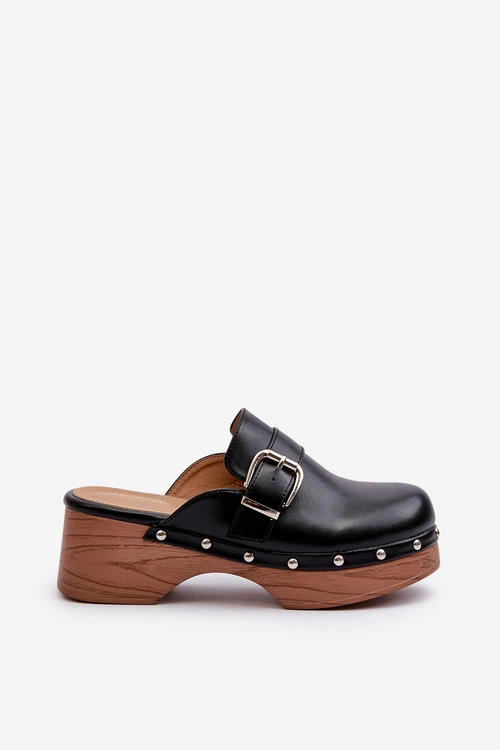 Damskie Klapki Chodaki Z Klamrą Czarne Seprilla