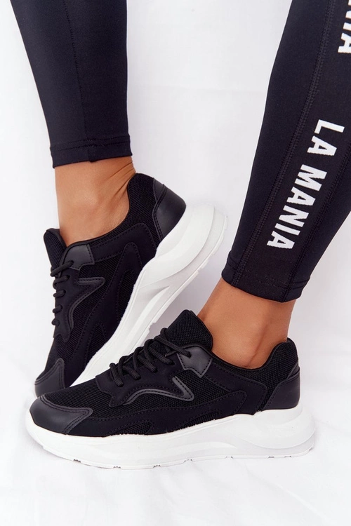 Damskie Sneakersy Na Dużej Podeszwie Czarne Delusion