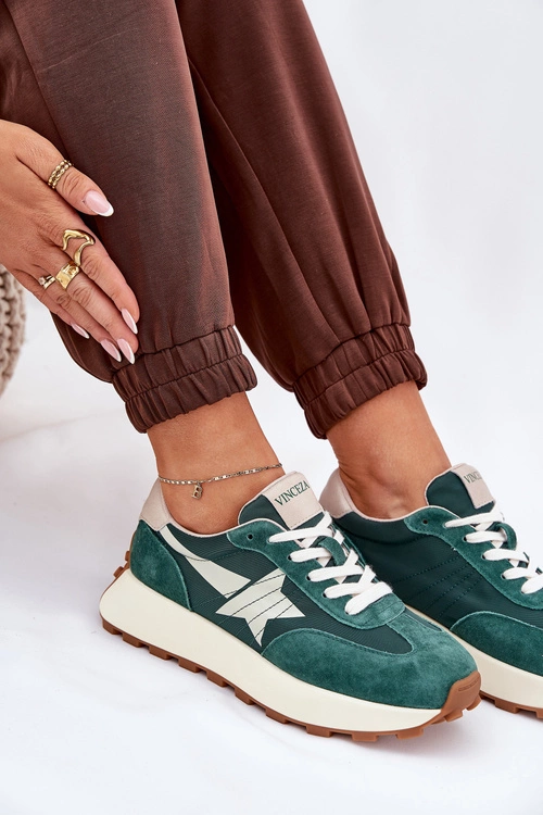 Zamszowe Buty Sportowe Damskie Na Platformie Vinceza 66720 Zielone