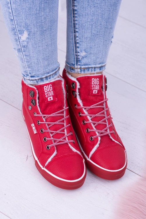 Big Star Ocieplane Czerwone Damskie Tenisówki BB274003