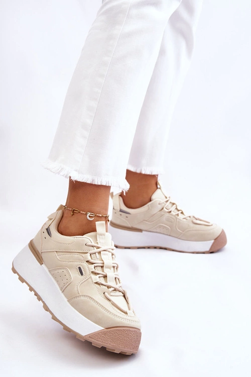 Damskie Buty Sportowe Na Platformie Jasnobeżowe Dakari