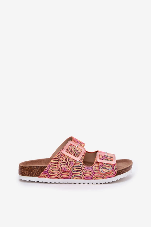 Klapki Damskie Z Klamrami I Brokatem S.Barski RB51-006 Pomarańczowe