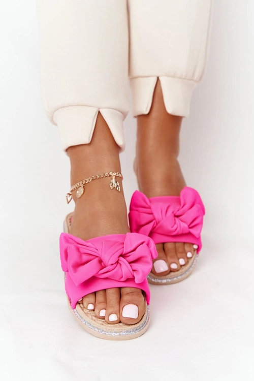 Gumowe Klapki Z Kokardą Różowe Andrea