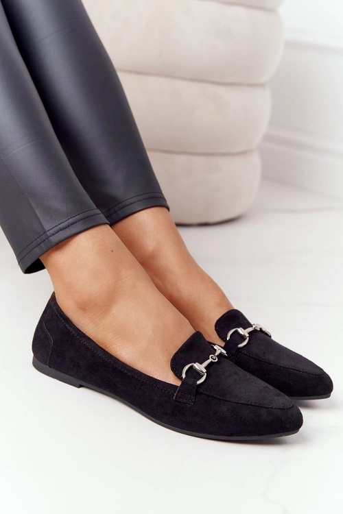 Damskie Mokasyny Sergio Leone MK711 Zamszowe Czarne