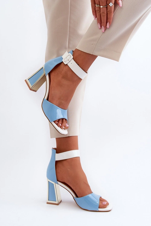 Lakierowane Sandały Na Słupku Niebieskie Adrianu