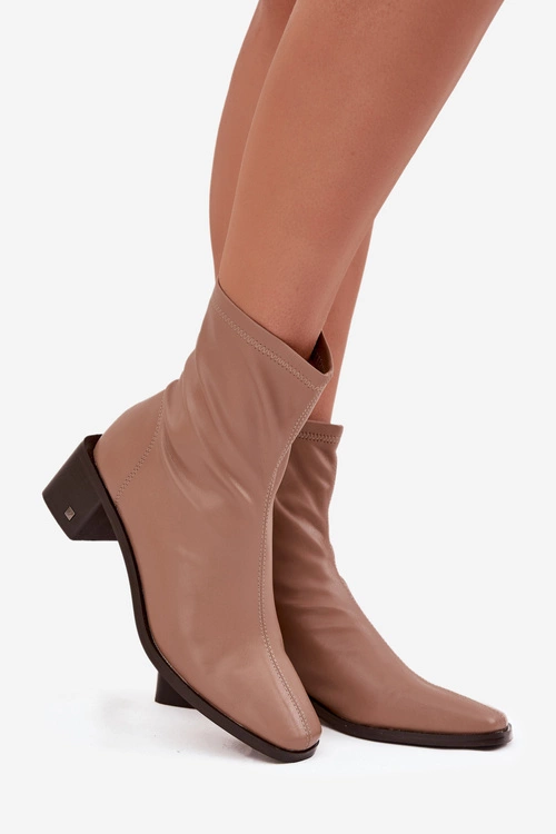 Damskie Botki Na Obcasie Vinceza 23-10791 Beżowe