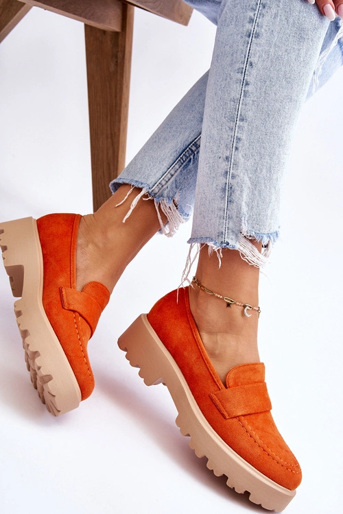 Klasyczne Zamszowe Półbuty Mokasyny Pomarańczowe Corrin