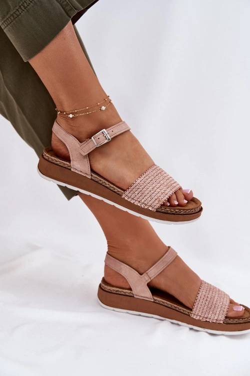 Sandały Damskie Z Plecionką Na Pasku Inblu GS000050 Różowe