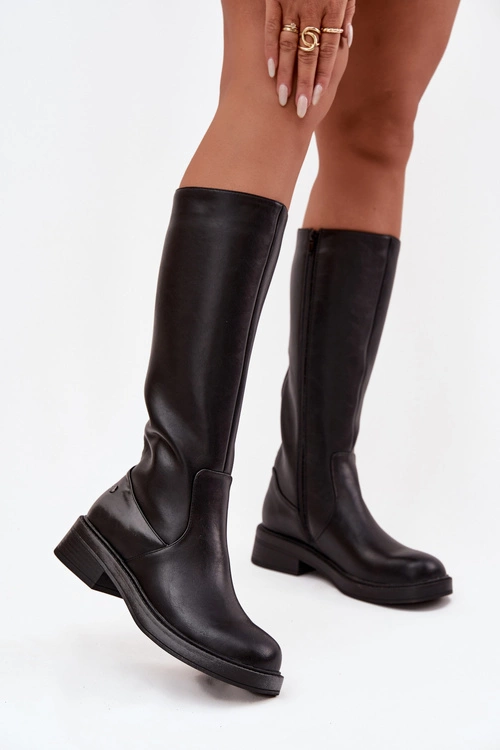 Skórzane Kozaki Damskie Ocieplane Maciejka A7164-01 Czarne