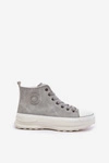 Ocieplane Trampki Damskie Na Platformie Big Star OO274073 Szare