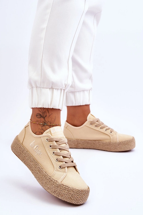 Modne Trampki Z Plecionką Lee Cooper LCW-23-31-1795L Beżowe
