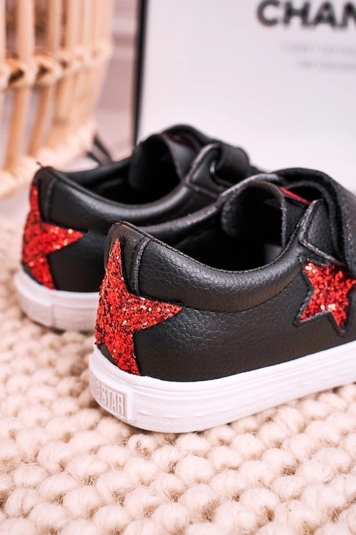 Dziecięce Skórzane Trampki Z Gwiazdą BIG STAR DD374105 Czarne