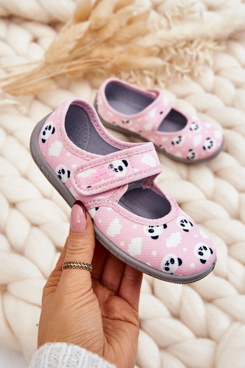 Dziecięce Papcie Baleriny Na Rzep Befado Pandy 955X021 Jasnoróżowe