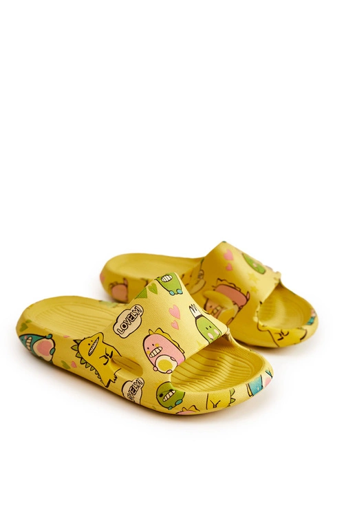 Lekkie Dziecięce Klapki Dinozaury Żółte Astro
